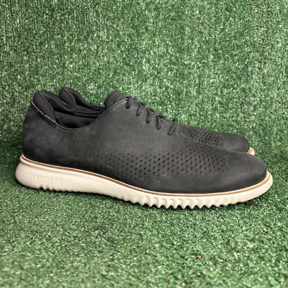 Cole Haan 2.Zerogrand Laser Wingtip Nubuck Oxford Casual Sneaker Black Mens 12 M